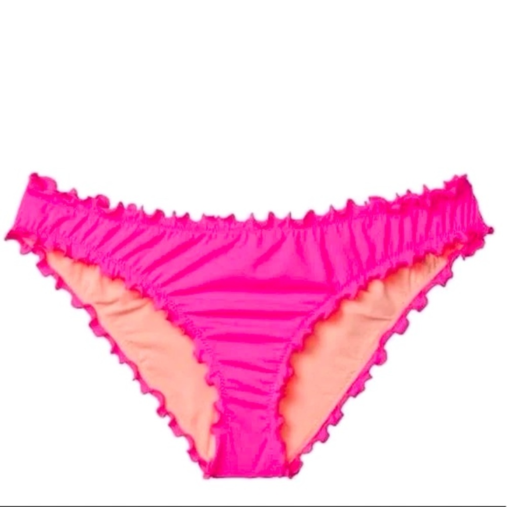 Victoria’s Secret Hot Pink Ruffled & Ruched Bikini Bottoms